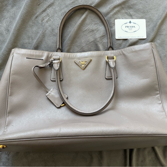 Prada gray lux large Leather Tote Bag - Picture 1 of 16